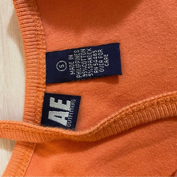 Y2K American Eagle Orange Mini Summer Dress Casual Spaghetti Straps Razor Back - Picture 2 of 7